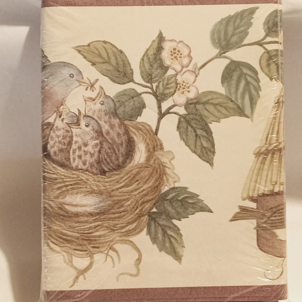 Country Birdhouse Bird nest on Tree Branch Rustic Border 5 Yards x 6 3/4